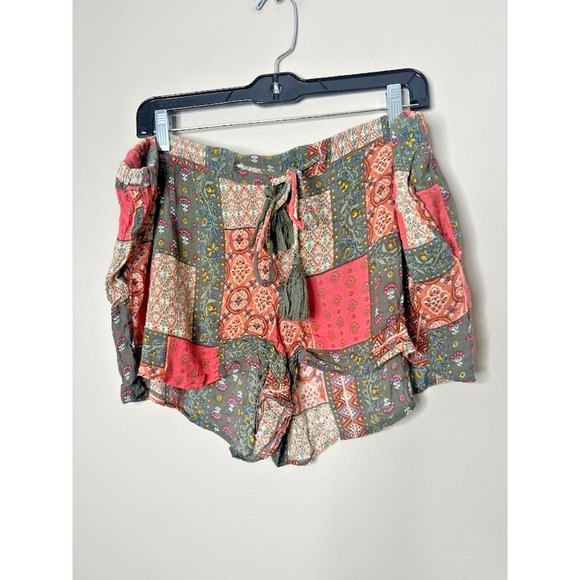 Kut From The Kloth Patchwork Boho Tassel Shorts Women Size 12 Lightweight Hippie - Picture 1 of 7